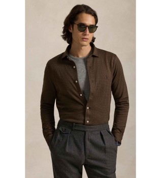 Camisa de punto jersey con pata de gallo marr�n