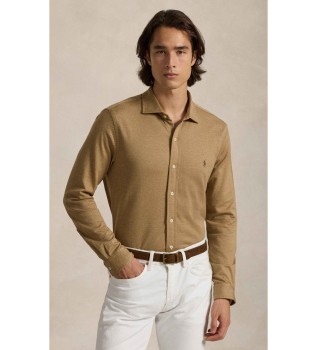 Camicia beige a spina di pesce