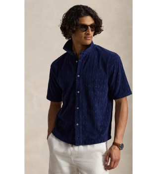 Relaxed Marineblaues Zopfmuster-Frottee-Hemd