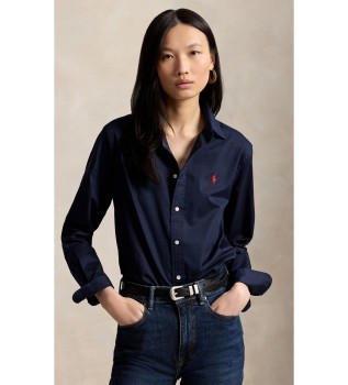 Navy Classic Fit cotton twill shirt
