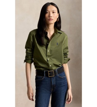 Green Classic Fit cotton twill shirt