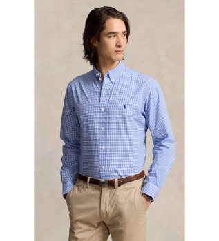 Camisa el�stica de popelina Slim Fit azul