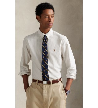 Camicia oxford a righe Custom Fit beige