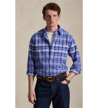 Blårutig Custom Fit oxford-skjorta