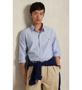 Camisa oxford de rayas Custom Fit azul