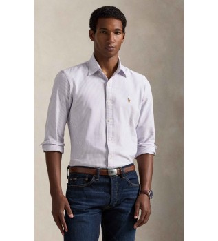 Camicia Oxford a righe lilla su misura