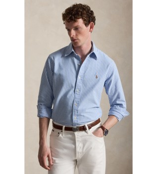 Blaues Oxford-Hemd aus Seersucker in Custom Fit