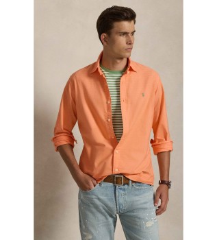 Camisa oxford te�ida en prenda naranja