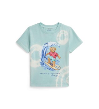Bomulds-T-shirt med blå Polo Bear