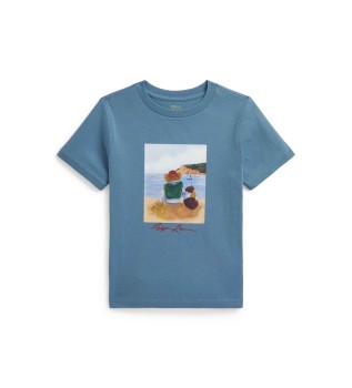 T-shirt i bomull med blå polobjörn