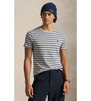 T-shirt em algod�o macio com riscas cinzentas