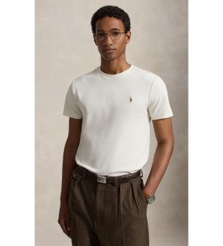 Blød bomuldst-shirt Custom Slim Fit råhvid