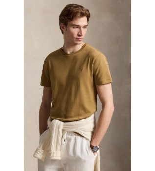 Camiseta de algodão macio Custom Slim Fit castanha