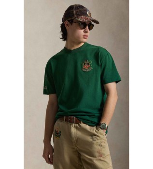 T-shirt de malha bordada Classic Fit verde