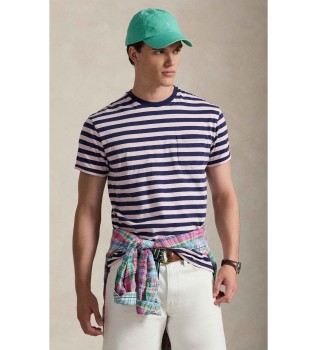 Klassisches rosa gestreiftes Strick-T-Shirt Classic Fit
