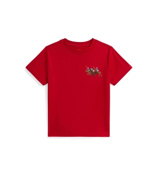 Gebreid T-shirt met driedubbel rood paard