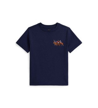 Gebreid T-shirt met drievoudig navy paard