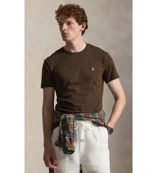 Camiseta de malha Custom Slim Fit castanha
