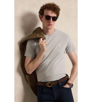 Szara dopasowana koszulka z dzianiny Custom Slim Fit