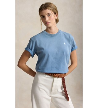 Blå strikcotton t-shirt