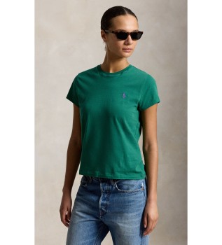 Grünes Classic Fit T-Shirt aus Baumwollstrick