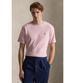 T-shirt de malha turca Classic Fit cor-de-rosa