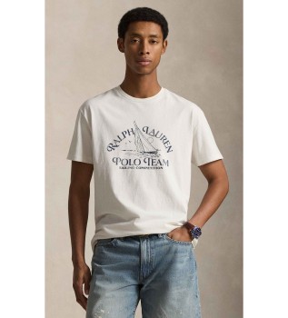 T-shirt de malha estampada Classic Fit em branco