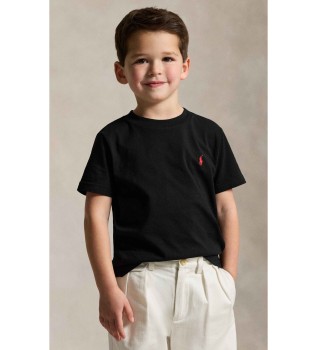 Black cotton jersey knitted T-shirt