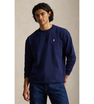 Langärmeliges Marine-T-Shirt aus Jersey-Strick