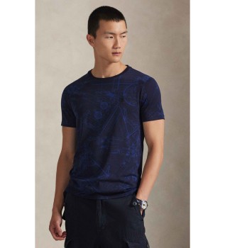 T-shirt personalizada com estampado Slim Fit azul-marinho