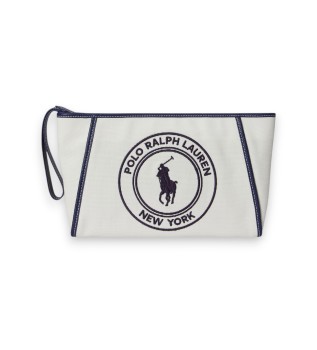 Pochette Polo Play in tela canvas bianco