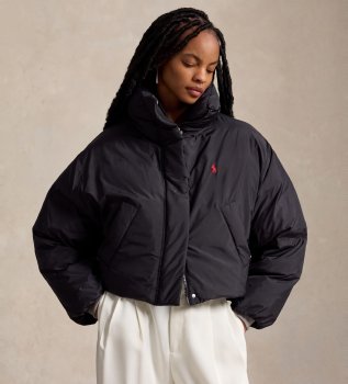 Veste courte matelassée en duvet noir