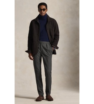 Functional shirt jacket with brown wool