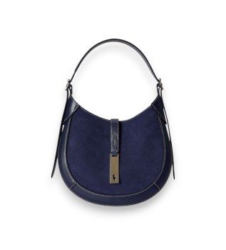 Borsa Polo ID in camoscio blu marino