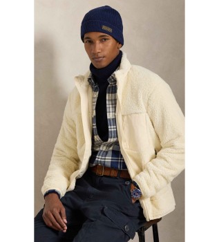 Giacca ibrida con tessuto in pile beige