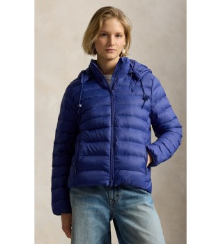 Veste hydrofuge avec capuche bleue