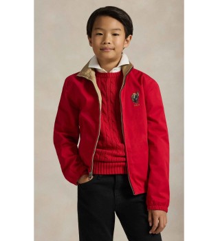 Red Polo Bear reversible twill jacket
