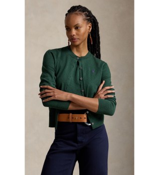 Cardigan de algodão e elástico verde