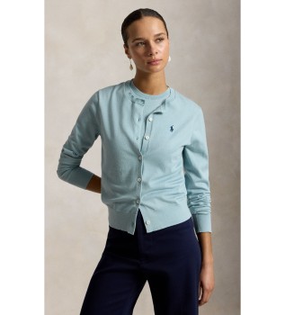Cardigan en coton et élastique turquoise