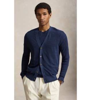 Cardigan in lino Relaxed Fit blu marino
