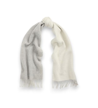Sciarpa di lana con frange bianco crema