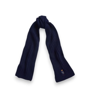Sciarpa in maglia a coste con Polo Bear blu navy