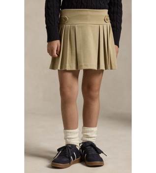 Beige plisserad ponté-kjolbyxa