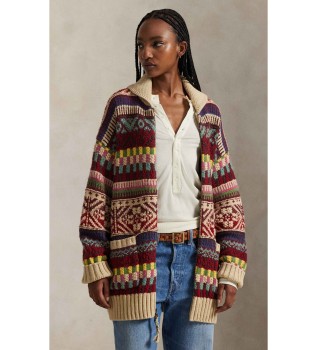 Strickjacke mit Rei�verschluss und mehrfarbigem Schalkragen