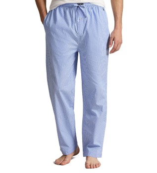 Blue gingham cotton pajama pants