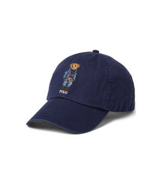 Twill cap with navy Bear Polo