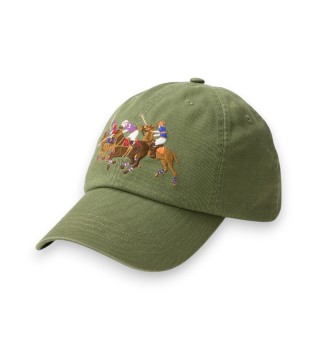 Gorra de sarga con triple caballo verde