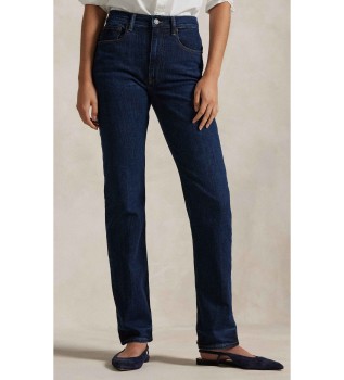 Jean droit bleu à taille haute