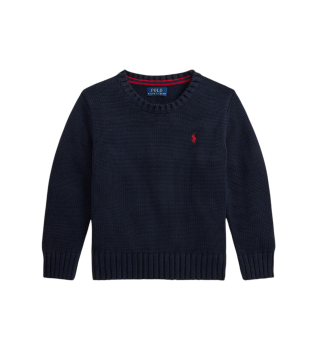 Camisola de algodão com decote redondo marinho