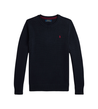 Jersey de algodón con cuello redondo marino